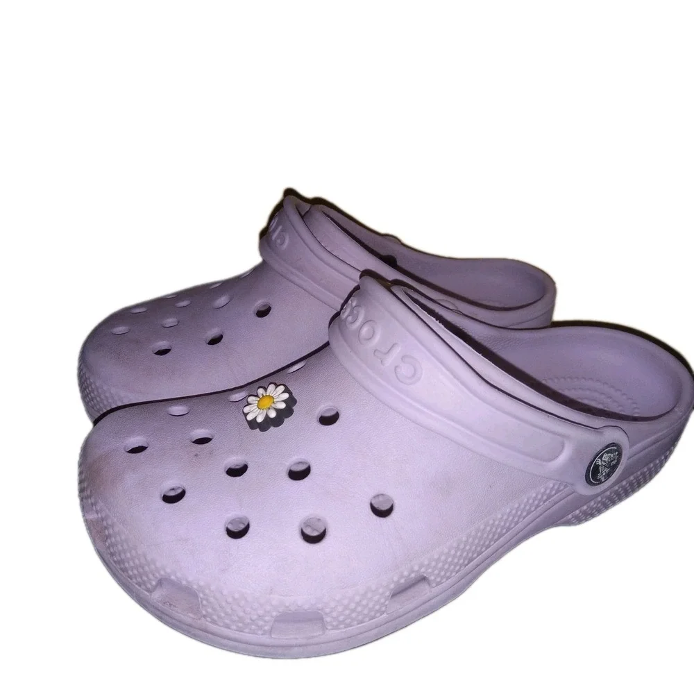 Crocs Classic Clog‎ Lavender Purple With Charm Women's Kids J3 Casual Shoe